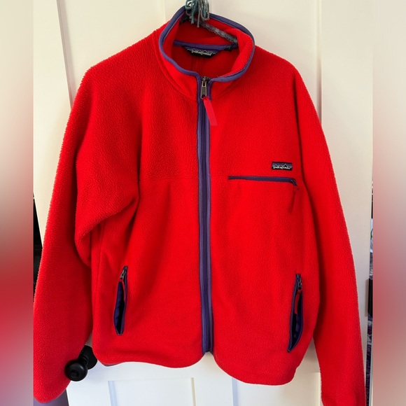 VINTAGE Patagonia jacket size large red with purple piping - Picture 1 of 6